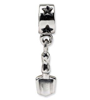 925 Sterling Silver Spade Shovel Charm Dangle Bead Jewelry