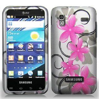 Samsung Captivate Glide i927 i 927 Silver with Pink Floral Flowers Black Swirl Vines Design Snap On Hard Protective Cover Case Cell Phone Cell Phones & Accessories