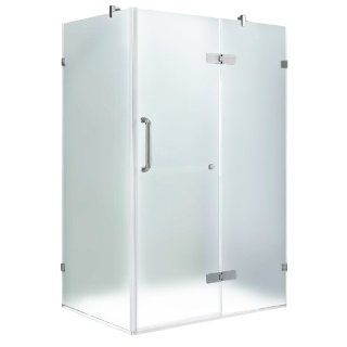 VIGO VG6011BNMT48R 32 x 48 Frameless 3/8" Frosted/Brushed Nickel Shower Enclosure Right   One Piece Tub And Shower Enclosures  