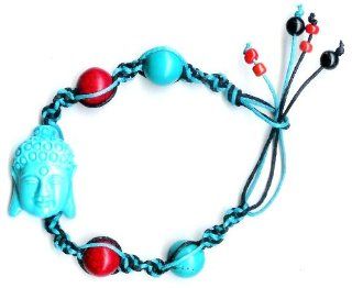 Handcrafted Buddha Bracelet   Monk Bracelet   Buddhist Bracelet   Turquoise and Red Bead Stones and Hemp Cord   Unique Style  By Jewelry Designer Jenny DuPont  Other Products  