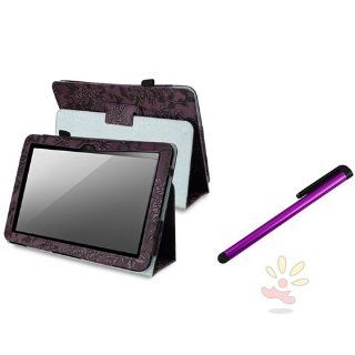 Everydaysource Compatible with  Kindle Fire HD / Barnes & Noble Nook HD+ 8.9 inch / Nook GlowLight Purple Flower Plant Leather Stand Case With Stand + FREE Purple Stylus Computers & Accessories
