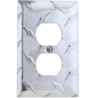Amerelle 955D Garage Diamond Cut Aluminum Wallplate with 1 Duplex Outlet   Wall Plates  