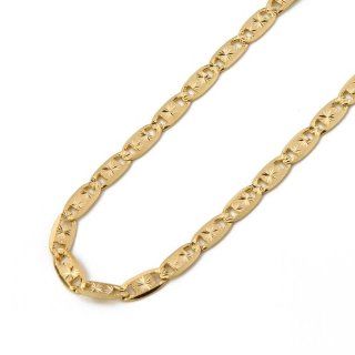 14K Yellow Gold 4.3mm Valentino Diamond cut Chain Necklace with Lobster Claw Clasp   18" Inches The World Jewelry Center Jewelry