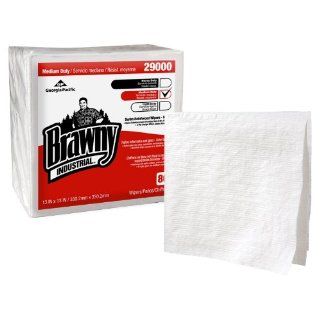 Georgia Pacific Brawny Industrial 29000 White 4 Ply 1/4 Fold  Scrim Reinforced Paper Wipers, 13" Width x 13" Length (12 Packs of 80)