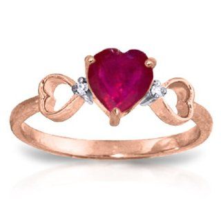 14k Gold Genuine Diamonds & Heart shaped Natural Ruby Ring Jewelry