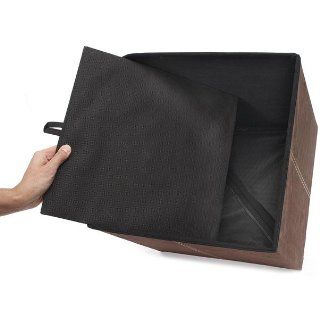 FHE Group Microsuede Folding Storage Ottoman, 15 by 15 by 15 Inches, Black   Ottoman With Storage