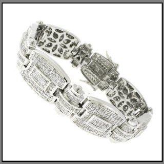 Men's Sterling Silver CZ Link Bracelet 78.2g Jewelry