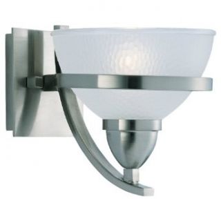 Sea Gull Lighting 44115 962 Single Light Eternity Wall and Bath Fixture, Clear Highlighted Satin Etched Glass Shade and Brushed Nickel   Vanity Lighting Fixtures  