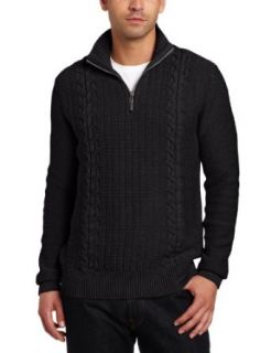 Calvin Klein Sportswear Men's 1/4 Zip Mock Neck Cable Detail Sweater, Black, Medium at  Mens Clothing store Pullover Sweaters