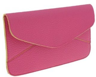 Capelli New York Thick Marbled Faux Leather Envelope Shaped Wallet With Snap Closure Fuchsia