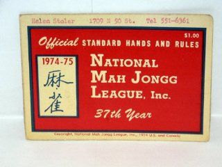 National Mah Jongg League Official Standard Hands and Rules 1974 75  Other Products  