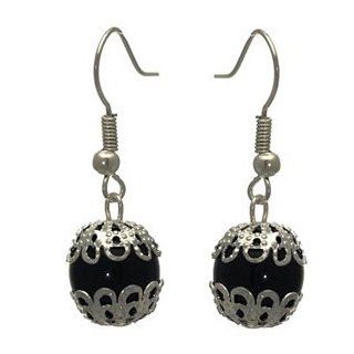SKYLA Silver Black Hook Earrings Dangle Earrings Jewelry
