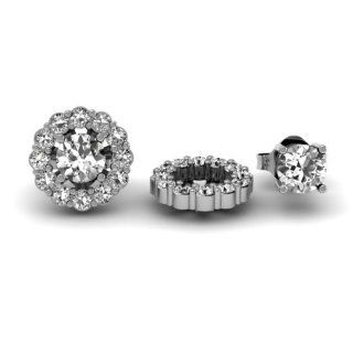 0.36 Carat (ctw) 14k White Gold Round White Diamond Cluster Flower Shape Removable Jackets for Stud Earrings 1/3 CT Jewelry