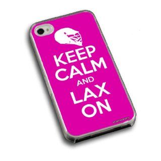 Lacrosse Keep Calm iPhone Case (iPhone 4/4S) with Neon Pink Background Cell Phones & Accessories