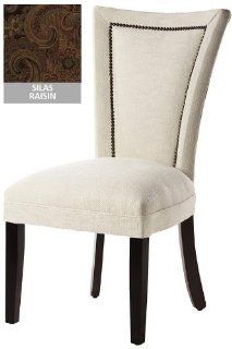Custom Dining Chair with Nailheads   ant brass nlhd, Silas Raisin  