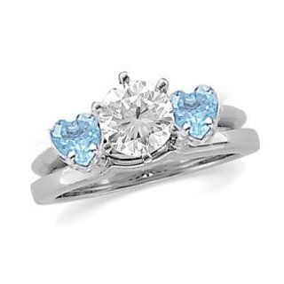Ann Harrington Jewelry 14k White Gold 4 mm Genuine Blue Topaz Hearts Bridal Ring Wrap Jewelry
