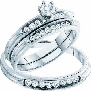 Men's Ladies 14k White Gold .4 Ct Round Cut Diamond His Her Wedding Engagement Bridal Ring Set Jewelry