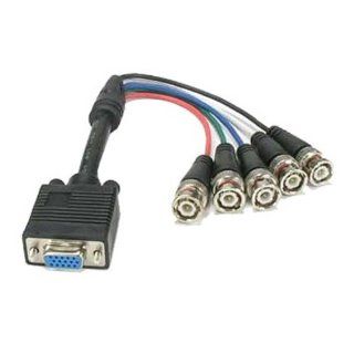 SF Cable, VGA Breakout Cable, HD15 Female to 5 BNC Male (1 Foot) Electronics