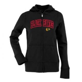 Chicago Blackhawks Applique Womens Zip Front Hoody Sweatshirt (Team Color)   Sma Clothing