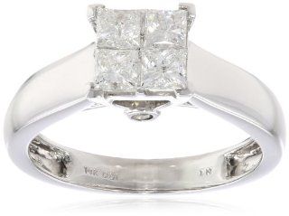 Women's 14k White Gold Engagement Ring (1.00 cttw I J Color, I1 I2 Clarity), Size 6 Jewelry