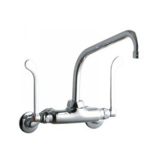 Elkay LK945HA10T6T Polished Chrome Universal ADA Compliant Wall Mount 8" Center Commercial Hi Arc 10" Faucet with Wristblade Handles   Plumbing Equipment  