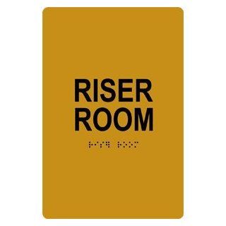 ADA Riser Room Braille Sign RRE 970 BLKonGLD Wayfinding  Business And Store Signs 