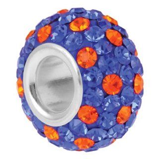 Bauble LuLu Beads School Spirit  Blue/Org Dot Large Hole Bead Jewelry
