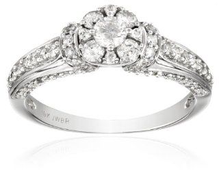 10k White Round Diamond (1cttw, I J Color, I2 I3 Clarity) Bridal Ring Jewelry