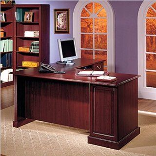 Bush Furniture Saratoga L Shape Executive Desk with Bookcase and File Drawer in Cherry   Home Office Furniture Sets