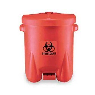 Eagle 947BIO Biohazardous Waste Polyethylene Safety Can with Foot Lever, 14 Gallon Capacity, Red