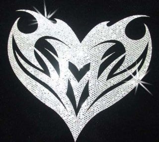 Fabric Glitter Sequin Heart Gothic Tribal Iron On Fabric Transfer