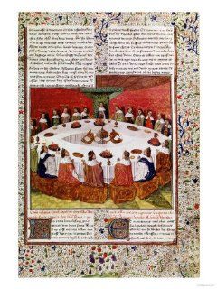 The Round Table and the Holy Grail, Gaultier Map, 1470 Giclee Print Art (9 x 12 In)  