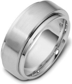 14 Karat 9mm White Gold Designer SPINNING Wedding Band Ring Jewelry