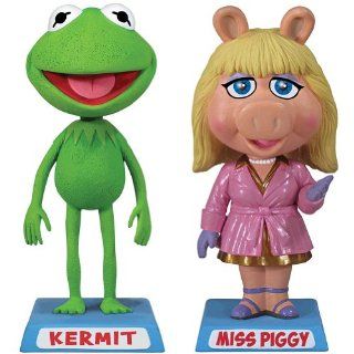 (Set) The Muppets Kermit the Frog and Miss Piggy Bobbleheads Toy Figurines  Bobble Head Toy Figures  Baby