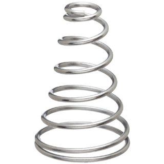 Conical Compression Spring, Type 302 Stainless Steel, Inch, 1.5" Overall Length, 0.975" Large End OD, 0.375" Small End OD, 0.055" Wire Diameter, 12.76lbs Load Capacity, 9.18lbs/in Spring Rate (Pack of 10)