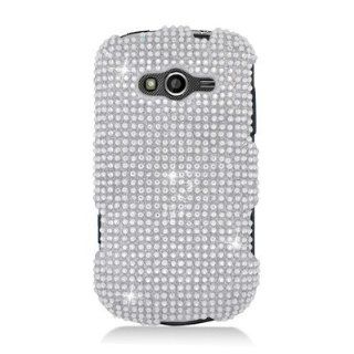 For Samsung Galaxy Reverb SPH M950 FULL DIAMOND Case All Silver 