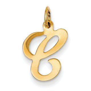 14ky Die Struck Initial C Charm, Best Quality Free Gift Box Satisfaction Guaranteed Pendant Necklaces Jewelry