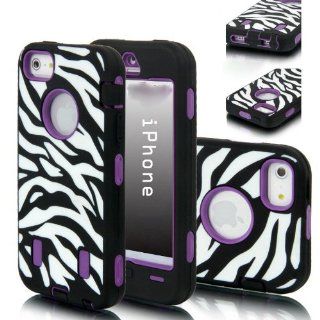 Jersey Bling Zebra & PURPLE Defender Hard Back Protective Hybrid Iphone 4/4S Case/Cover Cell Phones & Accessories