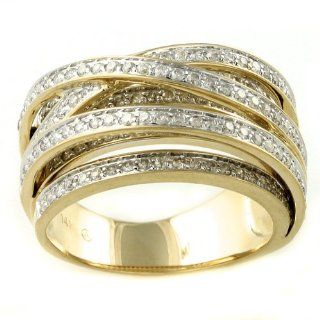 14K Yellow Gold 1.0ct. Diamond Highway Ring (H I, I1 I2) Right Hand Rings Jewelry
