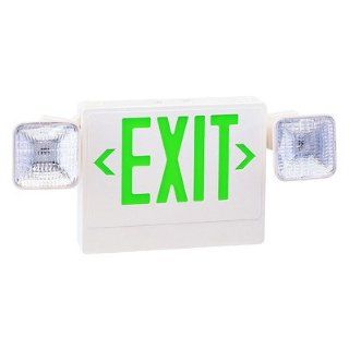Royal Pacific RXEL18GW Exit Sign / Emergency Light Combo, White with Green Letters   Commercial Lighted Exit Signs  