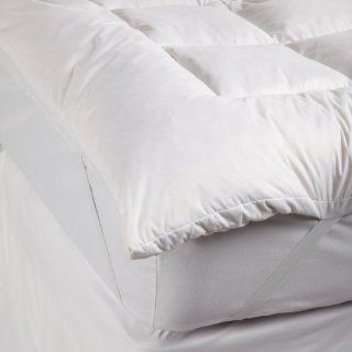Simple Comforts Feather and Down Mattress Pad with Anchor Band Security Straps, Queen, White   Mattress Toppers With Straps