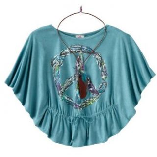 Knitworks Girl's Peace Butterfly Top and Feather Necklace Clothing