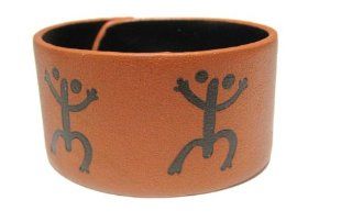 Adjustable Bracelet with Indian Symbol Engraved   Coqui Taino Engraved   Clay Color Bracelet with Black Coqui Engraved 