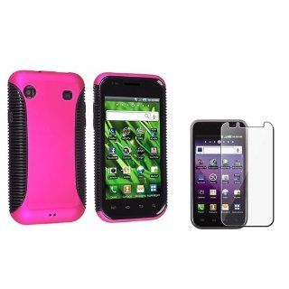 eForCity Black TPU / Hot Pink Hard Hybrid Case with Free Screen Protector Compatible with Samsung© Vibrant SGH T959 Cell Phones & Accessories