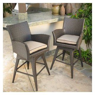 Santa Fe Swivel Barstool 2 pack by Mission Hills All weather Woven Resin Wicker with Sunbrella Fabric  Outdoor And Patio Furniture Sets  Patio, Lawn & Garden