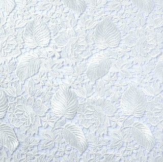 Wholeport 35.5" White Water Soluble Lace Fabric Flower Wedding Fabric By the Yard