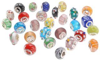 Beadaholique Glass Lampwork European Style Beads, Assorted Shapes and Colors, Clear