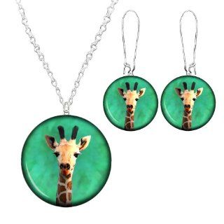 African Giraffe Mother of Pearl Necklace and Earrings  Other Products  