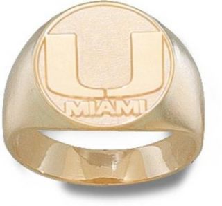 Miami Hurricanes "U Miami" Men's Ring   10KT Gold Jewelry (Size 10 1/2) Clothing