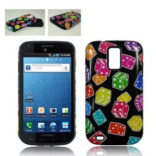 Samsung Galaxy S II S2 S 2 / SGH T989 T Mobile TMobile / Hercules Black with Multicolor Dice Pattern Design Combo Dual Layer Hybrid 2 in 1 Snap On Hard Protective Cover and Silicone Skin Soft Gel Case Cell Phone Cell Phones & Accessories